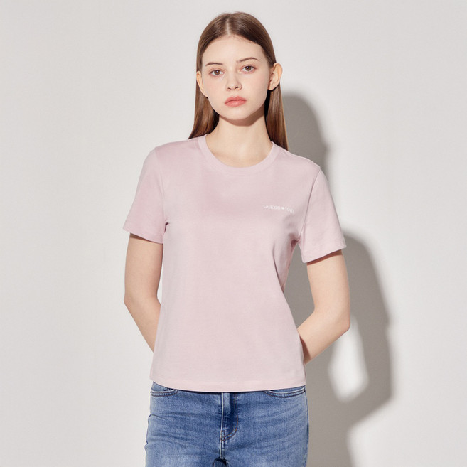 게스 여성용 백 레터링 면 반팔티셔츠 YP2K9438LPIS