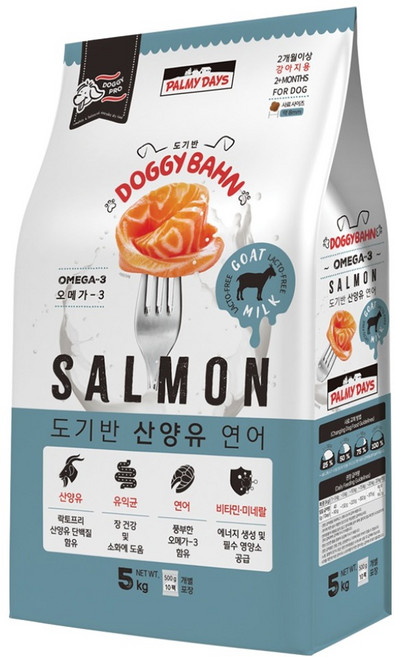 파미데이즈 강아지 도기반 프로 산양유 애견사료, 5kg, 1개, 연어