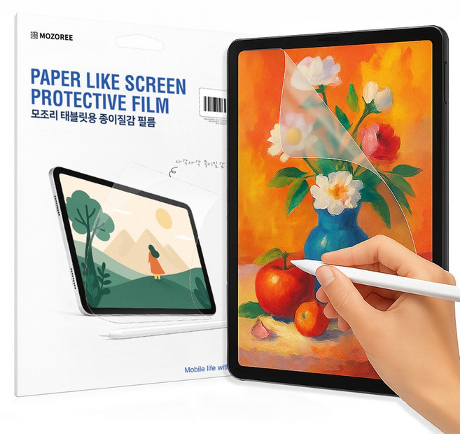 모조리 태블릿 저반사 종이질감 액정보호필름 2p 세트, 투명, 1세트