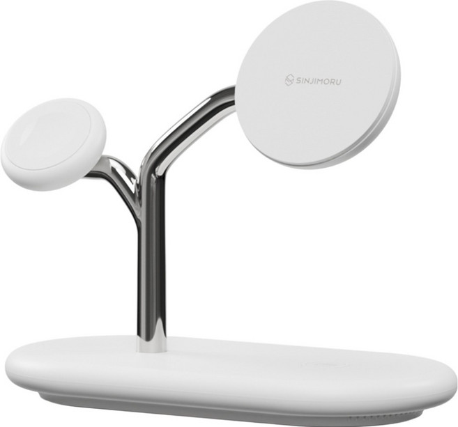 신지모루 3in1 M 트리 애플워치 아이폰 맥세이프 무선충전기 거치대, White, 1개