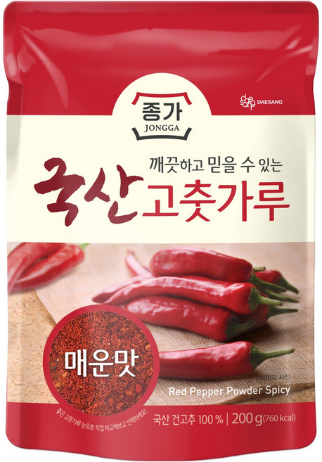 JONGGA 宗家府 大象 辣椒粉 辣味, 1個, 200g