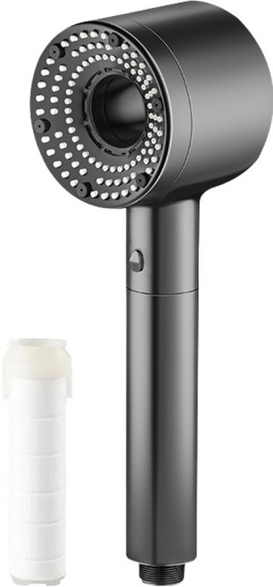 THE ZAKKA 5段水壓調節省水過濾蓮蓬頭 7 x 8 x 25 cm, 黑色, 1個
