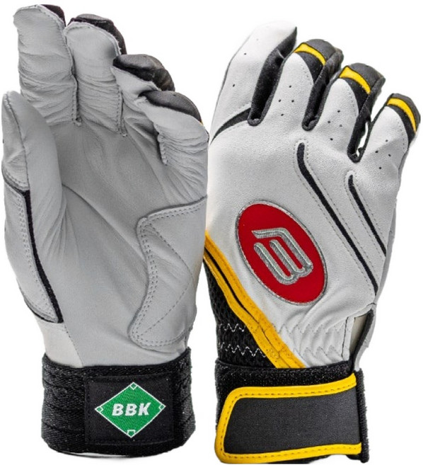 비비케이 25 Dark Yellow 배팅장갑 양손착용 세트 BG395, 1세트, WHITE + BLACK