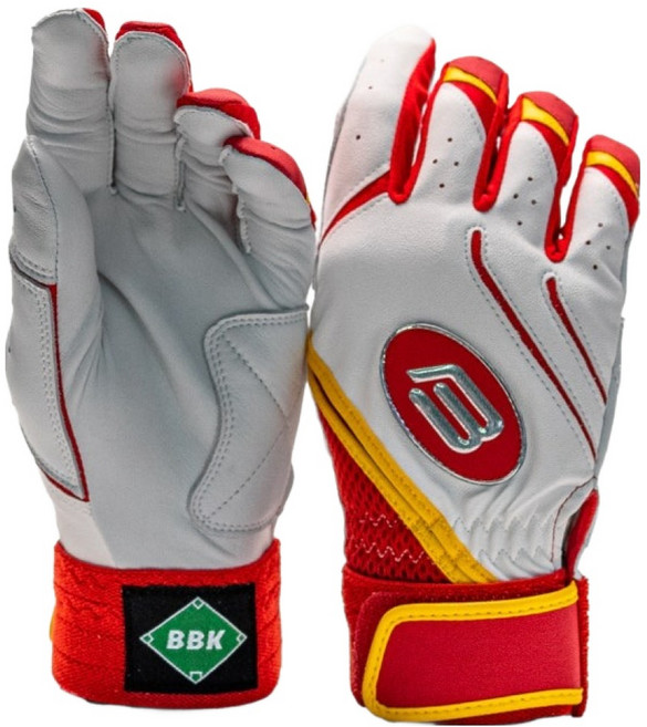 비비케이 25 Dark Yellow 배팅장갑 양손착용 세트 BG395, 1세트, WHITE + RED