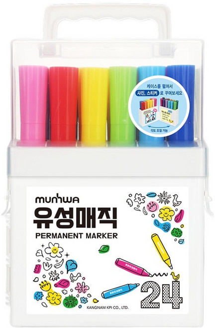 문화연필 유성매직 24색 세트, 혼합색상, 1세트