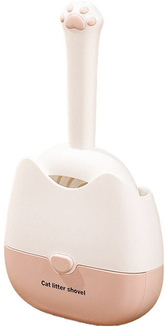 둥둥펫 고양이 모래삽 + 걸이형 수납통 캣 리터스쿱 세트, 핑크, 1세트