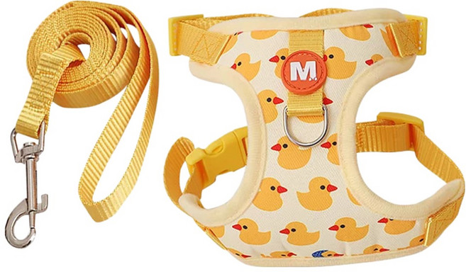 둥둥펫 반려동물 병아리 하네스 리드줄 세트, 옐로우, 1세트