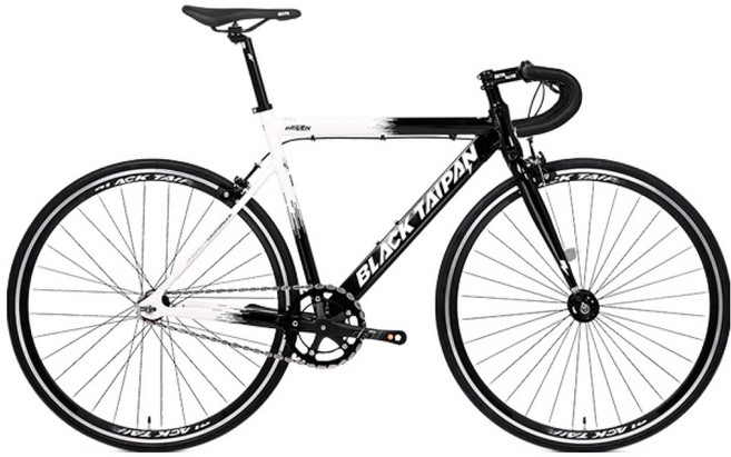 블랙타이판 700C 브레이즌 픽시 자전거 520mm 방문설치, 블랙 + 화이트, 1개, 184cm