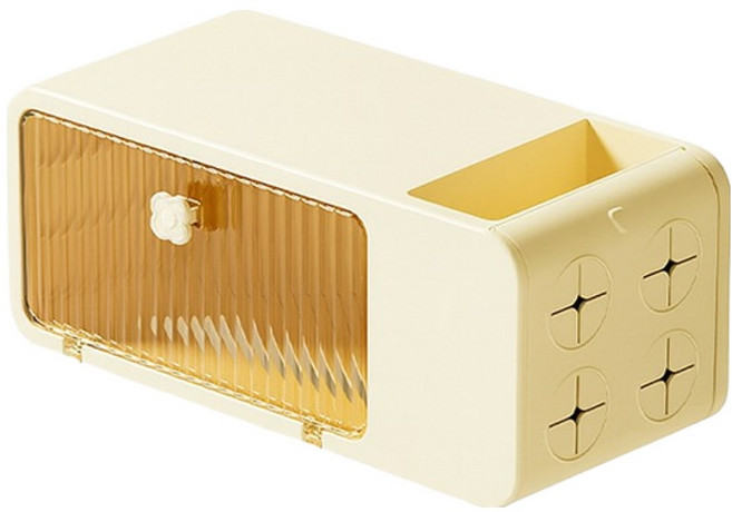 한봄누리 욕실 방수 수납 상자 티슈 보관 다용도 걸이 선반, 옐로우, 1개