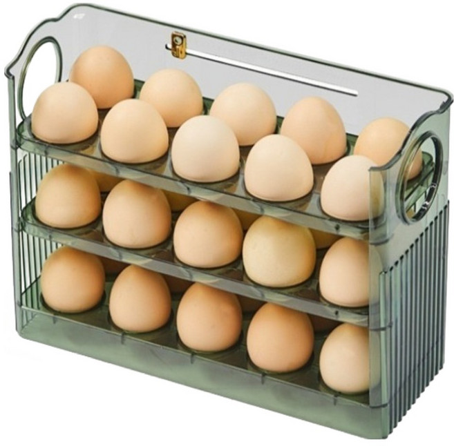 솔브리빙 자동 오픈 냉장고 계란 트레이 30구, 그린, 1개
