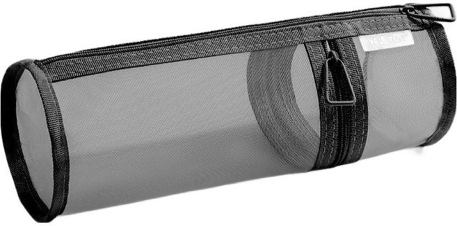 루비오 깔끔한 스탠딩 원통형 메쉬 대용량 펜 파우치, 블랙, 1개