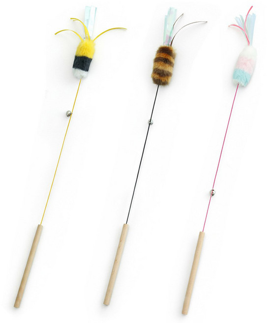 둥둥펫 고양이 윙윙 꿀벌 오뎅꼬치 장난감 3종 세트, 랜덤 발송, 1세트