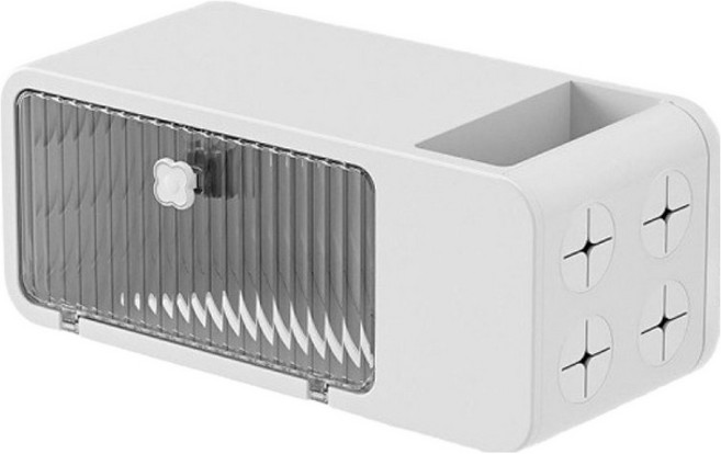 한봄누리 욕실 방수 수납 상자 티슈 보관 다용도 걸이 선반, 화이트, 1개