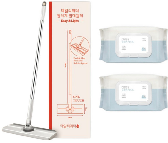 데일리워터 원터치 밀대걸레 물걸레 청소포 2p, 1개