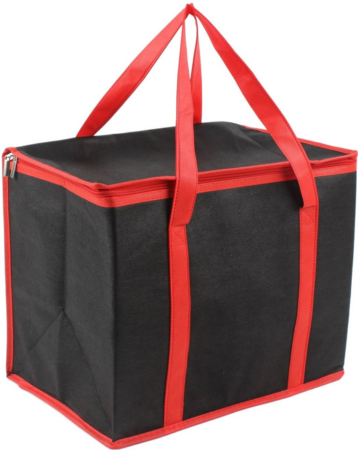 홈모어 넉넉한 수납 다용도 보온보냉백, 검정 + 빨강, 1개