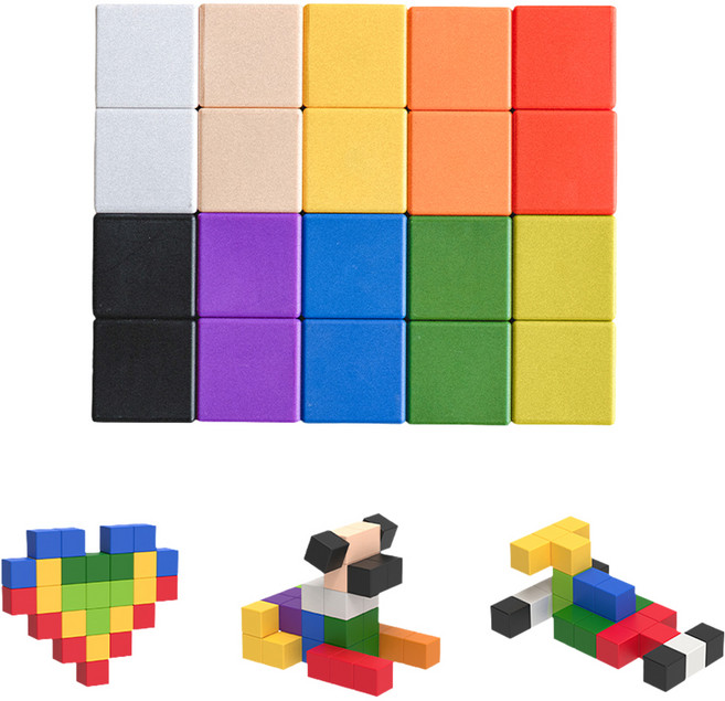 루나스토리 유아용 큐브 자석블럭 교구 33mm 40p, 1세트, 혼합색상