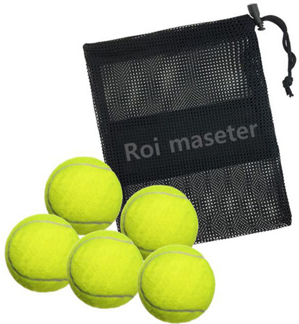 로이마스터 테니스공 5p + 메쉬 파우치 세트, 옐로우(테니스공), 1세트
