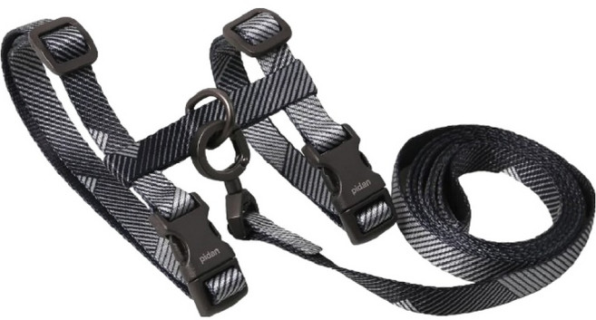 피단 고양이 전용 H형 피팅 하네스 + 리드줄 세트, 그레이, 1세트