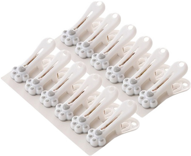 키포포 논슬립 심플 고양이 빨래집게 중형, 회색, 12개