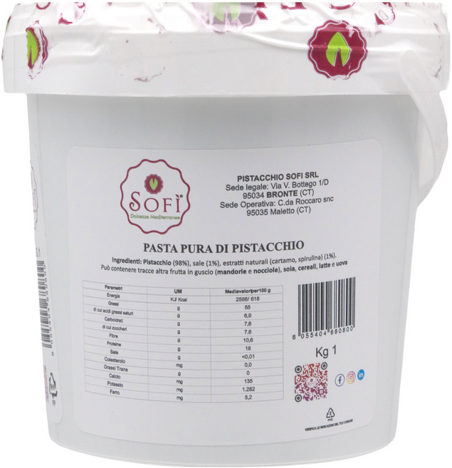 PISTACCHIOSOFI SRL Sofi 開心果義大利麵醬, 1kg, 1個