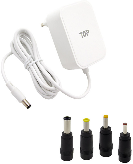 솔탑 DC 12V 3A 다용도 어댑터 화이트 1.5m + 젠더 4종 세트, 1세트, SOLTOP-4014