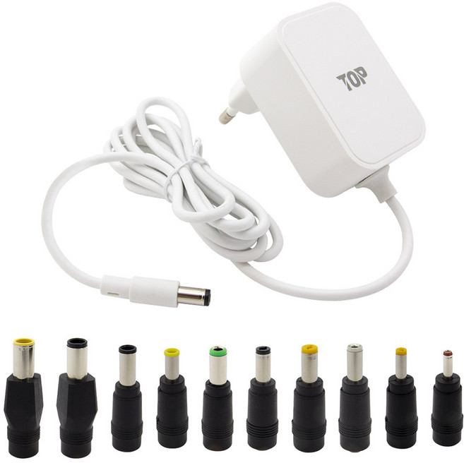 솔탑 DC 12V 2A CCTV 일체형 어댑터 화이트 1.5m + 젠더 10종 세트, 1세트, SOLTOP-3994