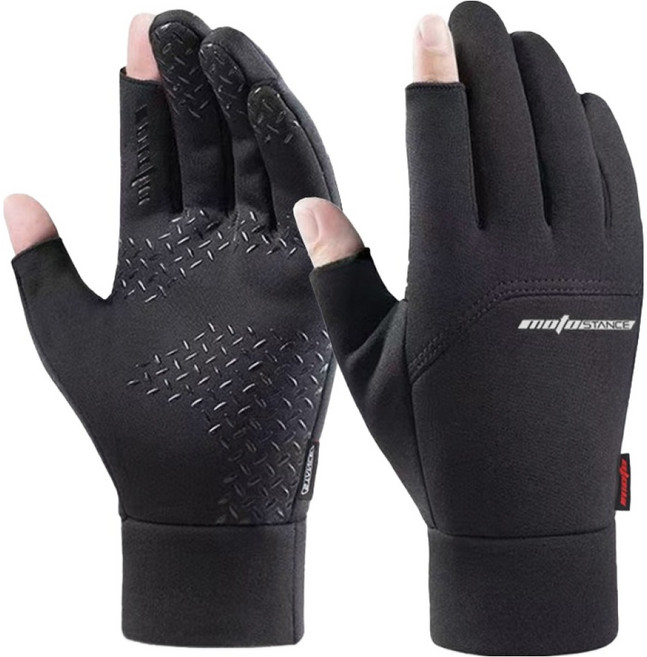 동네형 모토스탠스 오토바이 겨울 방한장갑 핑거리스 글러브 B101-FL, 블랙