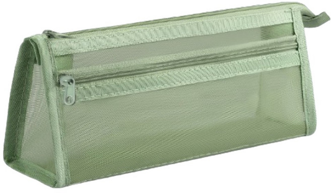 루비오 메쉬 삼각 초경량 시스루 투명 수납 펜파우치, 그린, 1개
