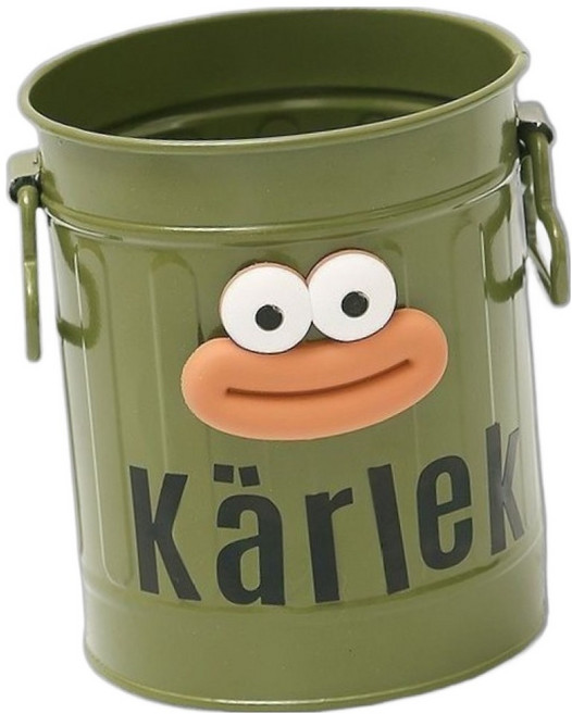 천스마켓 다용도 원형 스틸 연필꽂이, 1개, 카키