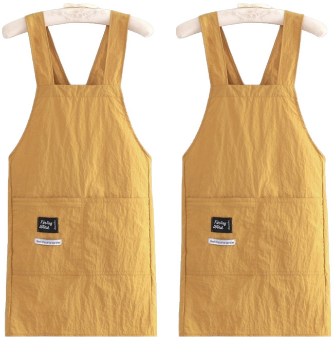 다퍼남 경량 방수 포켓 앞치마, 머스타드, 2개