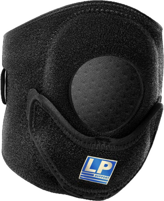 LP SUPPORT 可調式V型髕骨穩定透氣運動護膝, 1個, 黑色