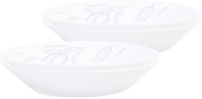 바칠레 러블리 플라워 앞접시, 화이트, 4개