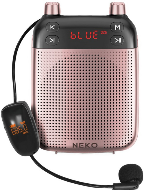 NEKO UHF 무선 마이크 + 휴대용 블루투스 앰프 세트, NK-UA400ULTRA, 핑크, 1세트