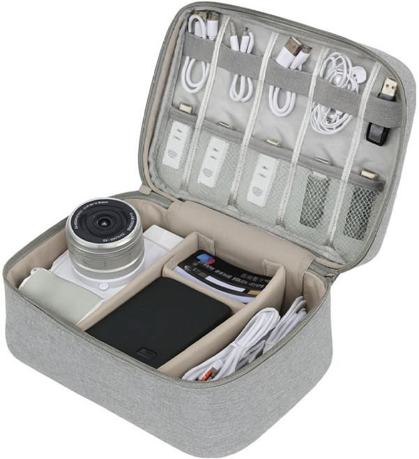 득템라인 방수 휴대용 디지털 카메라백 여행소품정리백, 그레이 싱글 레이어, 1개