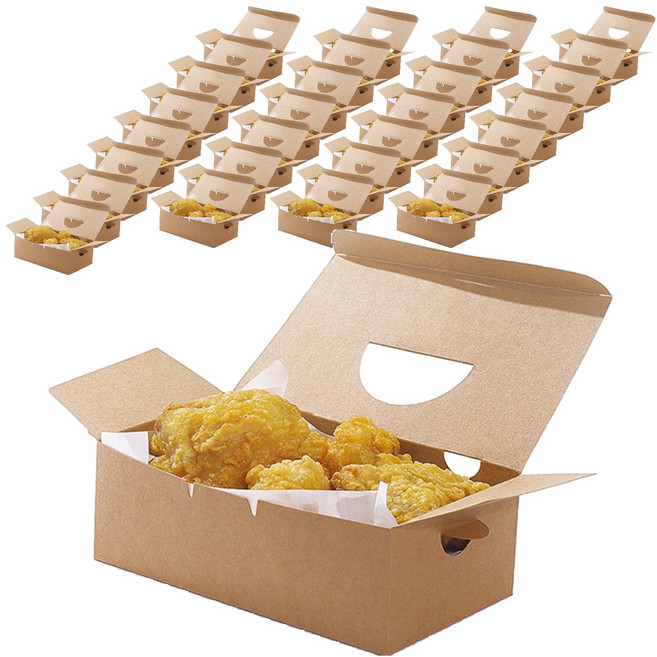 패키지리퍼블릭 접이식 치킨박스 대, 크라프트, 100개