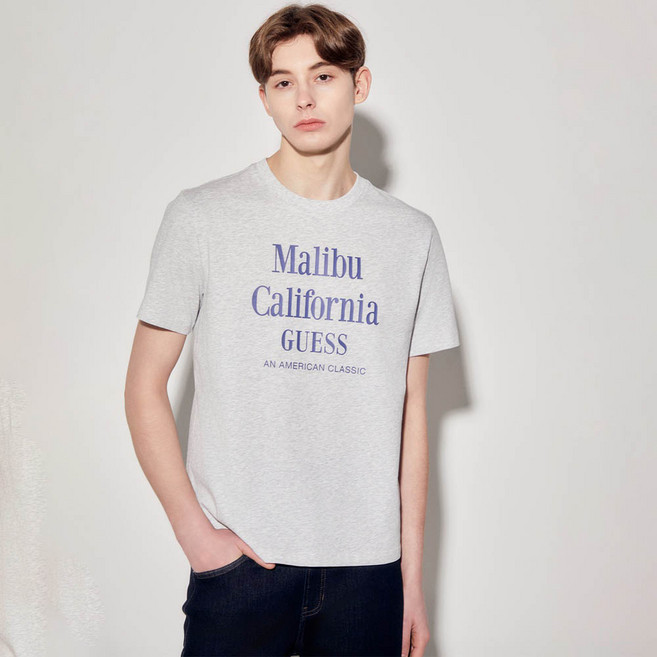 게스 남성용 말리부 레터링 반팔 티셔츠 MP2K9437