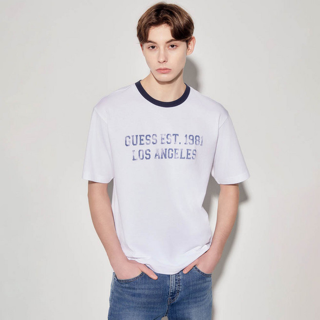 게스 남녀공용 유니 세미오버 링거 반팔 티셔츠 MP2K9424