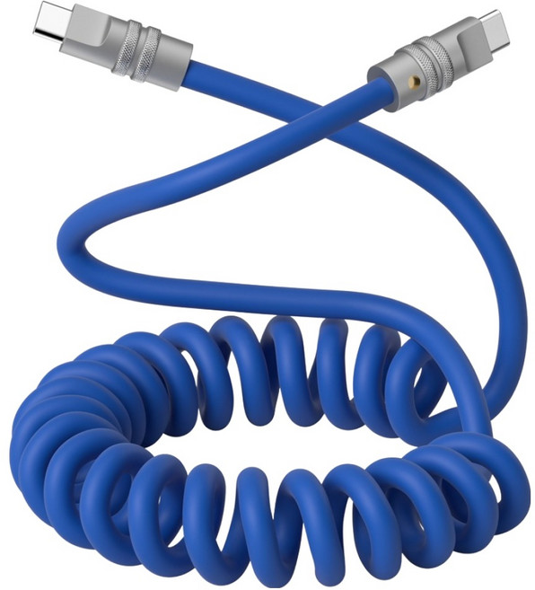 이어맥 C타입-C타입 스프링 코일 고속충전 케이블, 블루, 1개, 1.5m