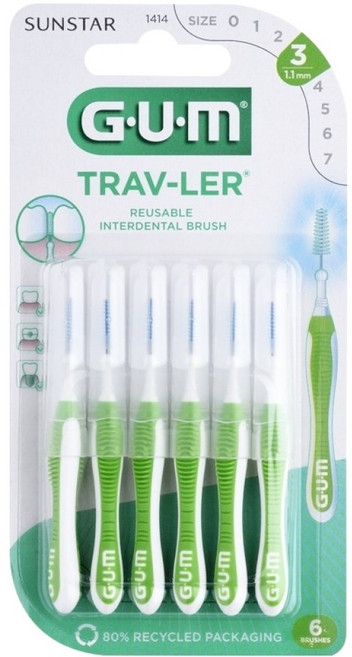 SUNSTAR 三詩達 G.U.M Traveler 牙間刷 1414, 6入, 1個