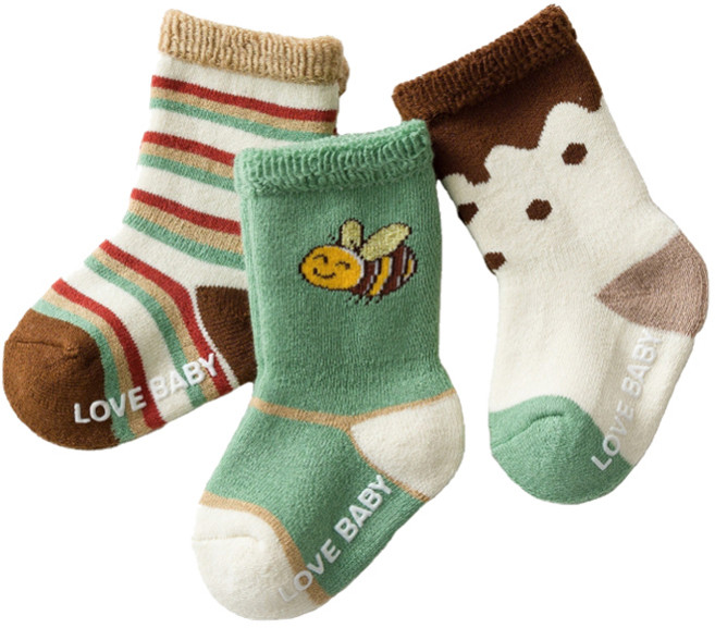 유아용 라떼 미끄럼방지 기모양말 3족 세트 B212