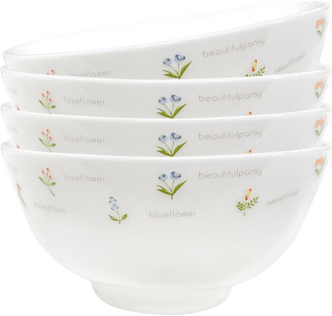 Bacile 花漾微風飯碗, 白色, 4個