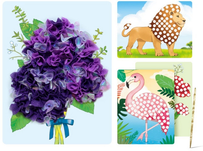 아리아띠 유아용 패브릭 포킹 아트 만들기 4종 세트, 혼합색상, 1세트