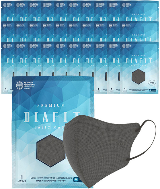 내추럴키스 다이아핏 새부리형 마스크 중형 KF80, 다크그레이, 50개, 1개입