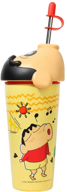 MTuTU 萌兔兔 蠟筆小新 304潮飲嘟嘟吸管保溫杯, 黃色, 1個, 635ml