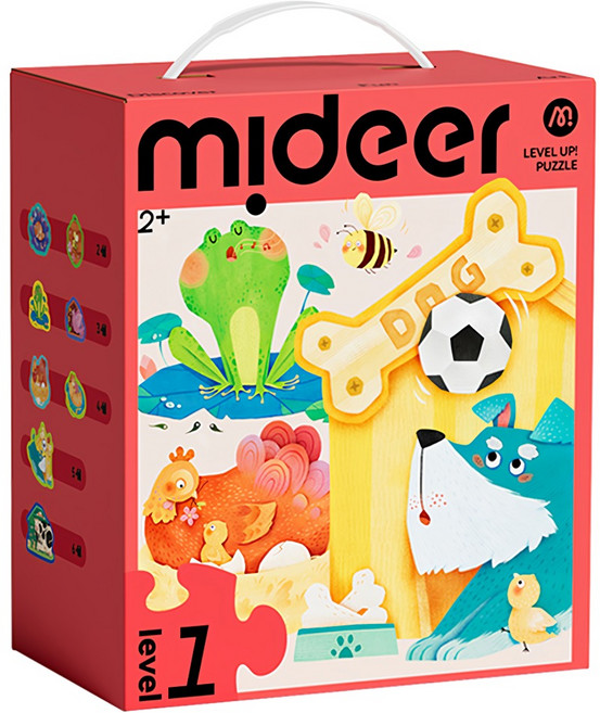 mideer 進階拼圖 1階 收納袋版, 小動物的家, 1個, 29片