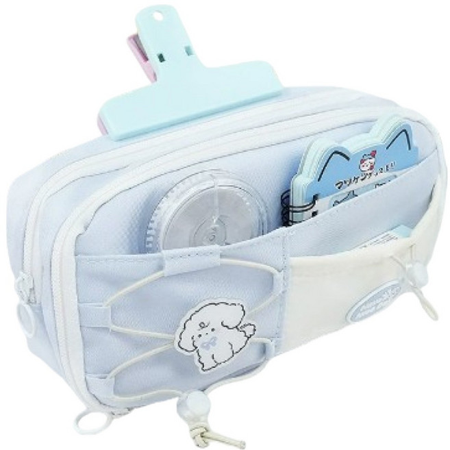 아베른 가벼운 대용량 패브릭 필통, 1개, 블루