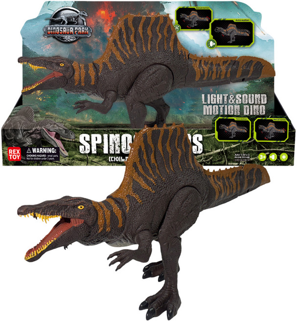 씽크 아동용 스피노사우루스 라이트 사운드 모션 디노 대형 공룡 피규어, 혼합색상, 1개, 21.5cm