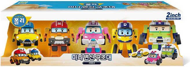 ROBOCAR POLI 波力 迷你變身救援隊系列2 變形機器人 5.2cm 5入組, 混合色, 1套