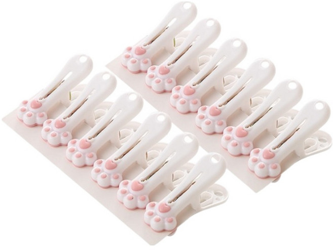 비즈온 인테리어 포인트 고양이발 빨래집게, 핑크, 12개