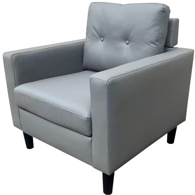 Hampton 漢汀堡 哈特利耐磨皮單人沙發, 鋼鐵灰